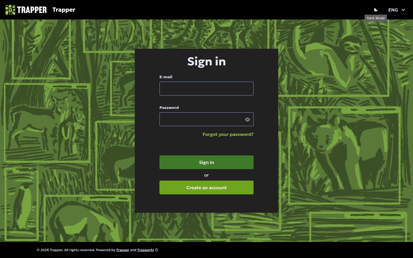 Trapper login screen
