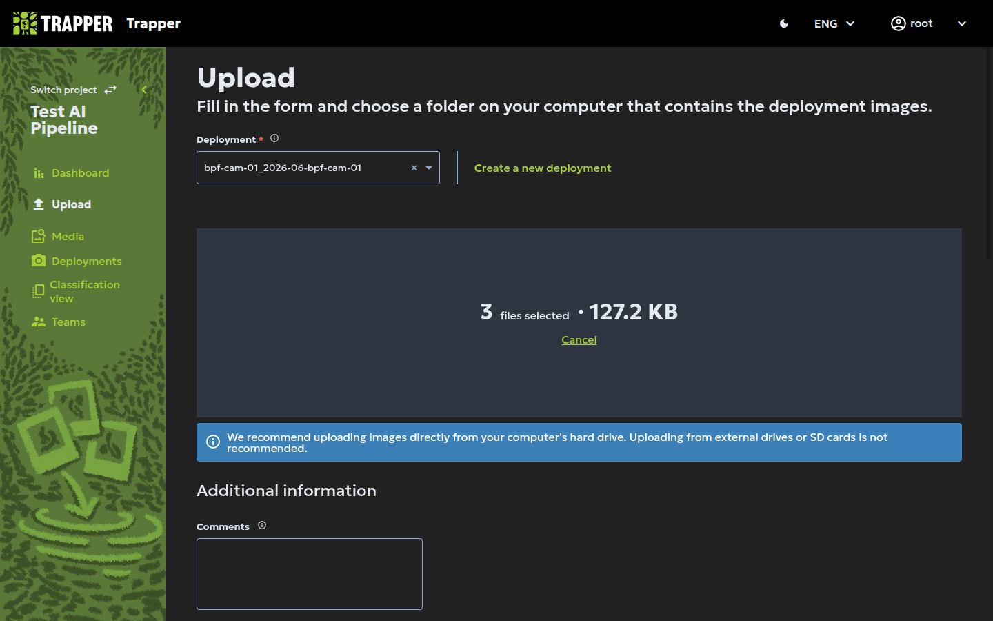 Selecting files from a local folder