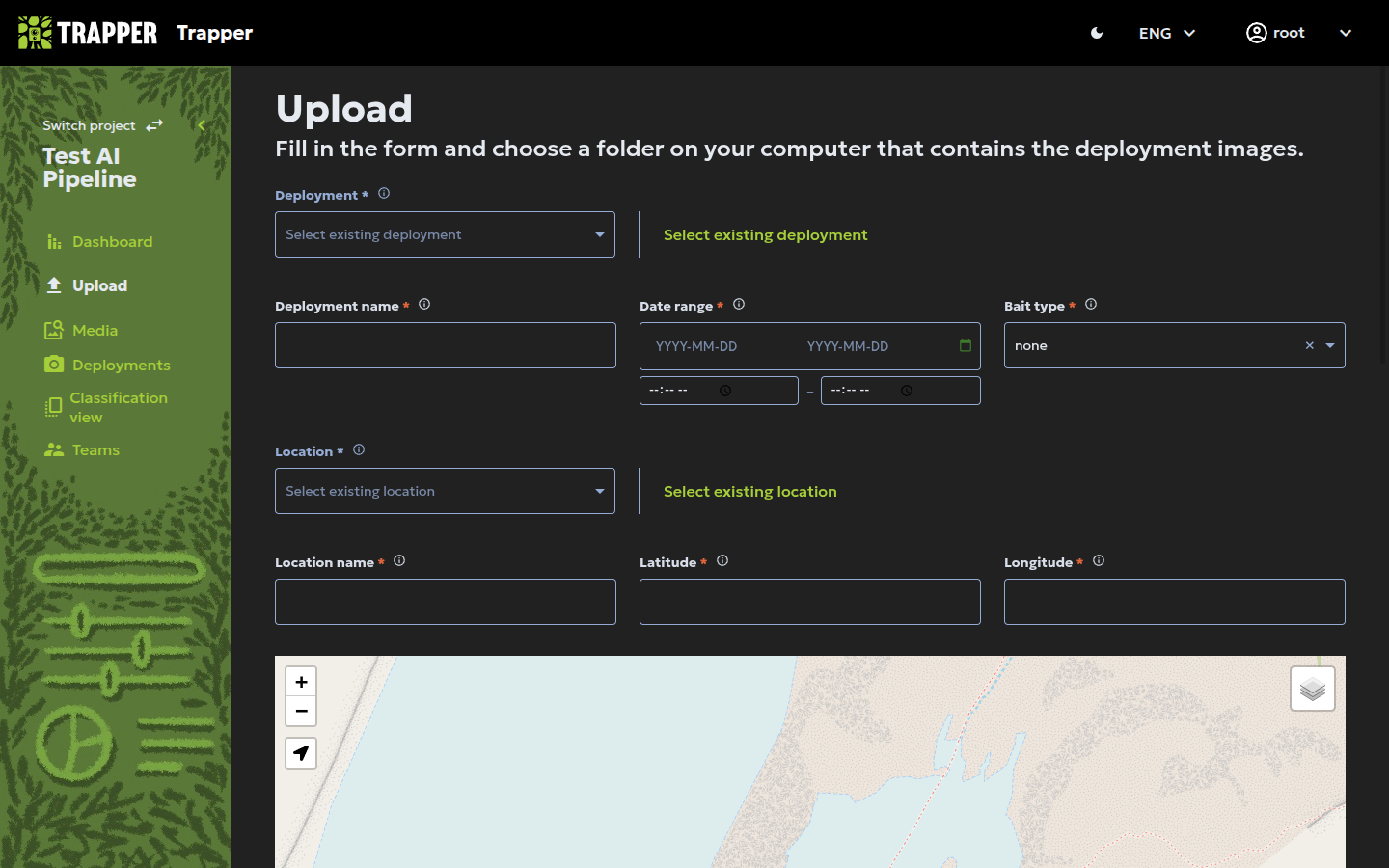 Creating a new location and pinning it on the map