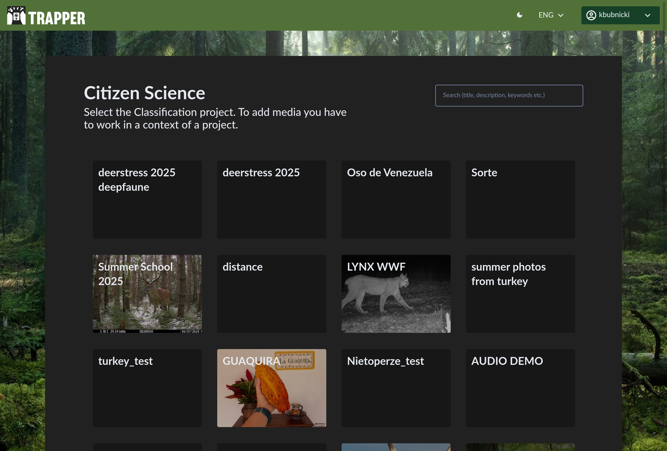 Project selection dashboard