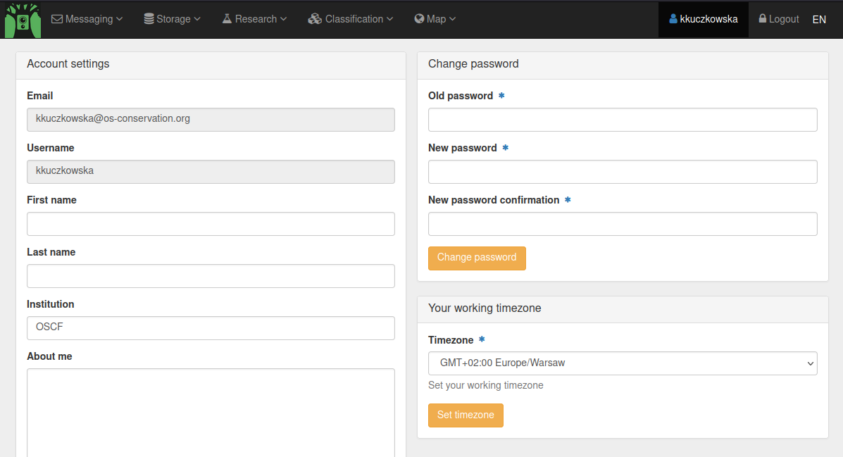 user profile settings view