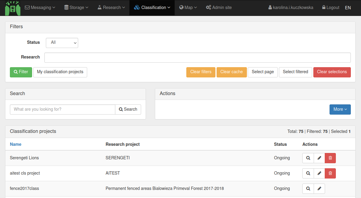 classification projects list